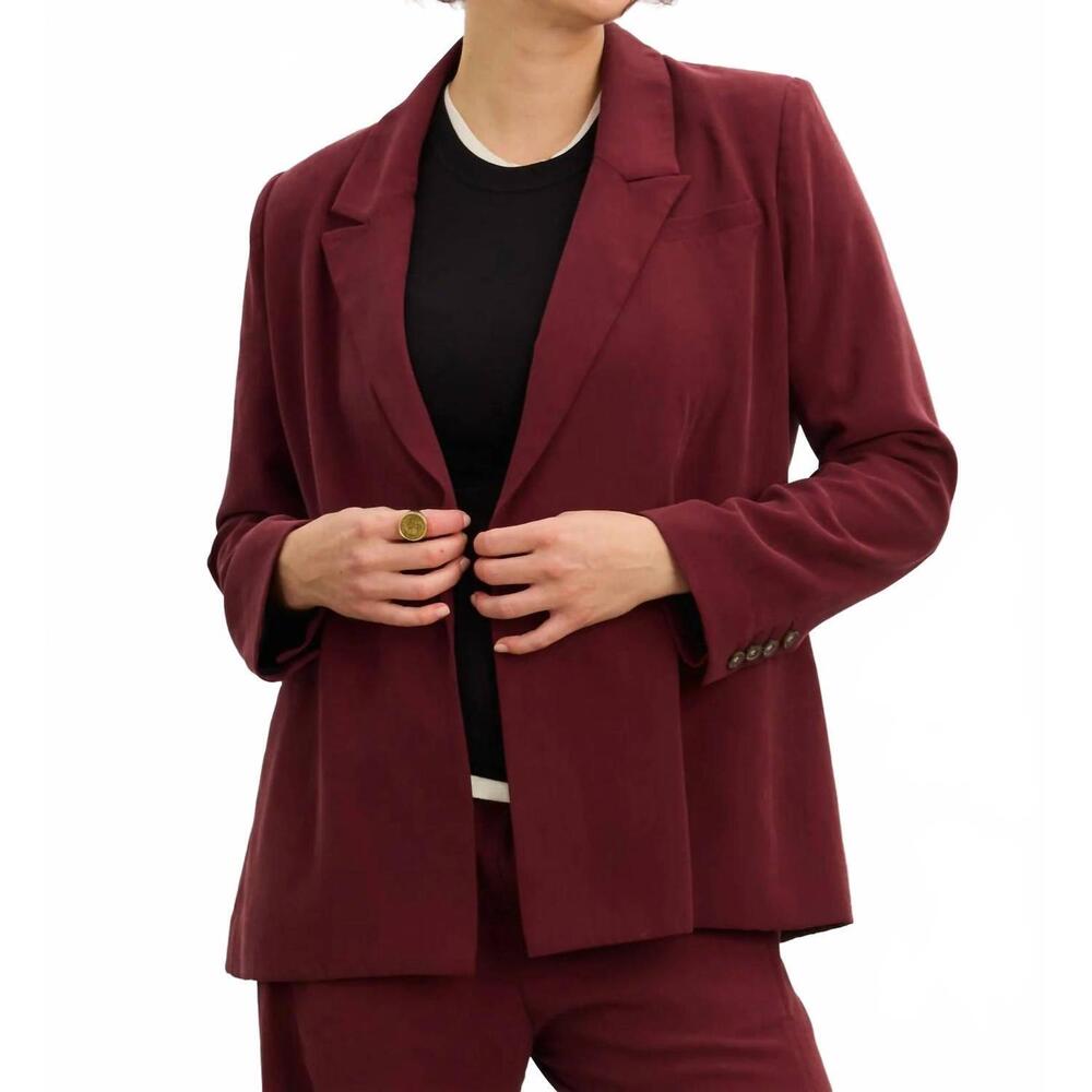 NEW HATCH soft tailored twill blazer in chocolate